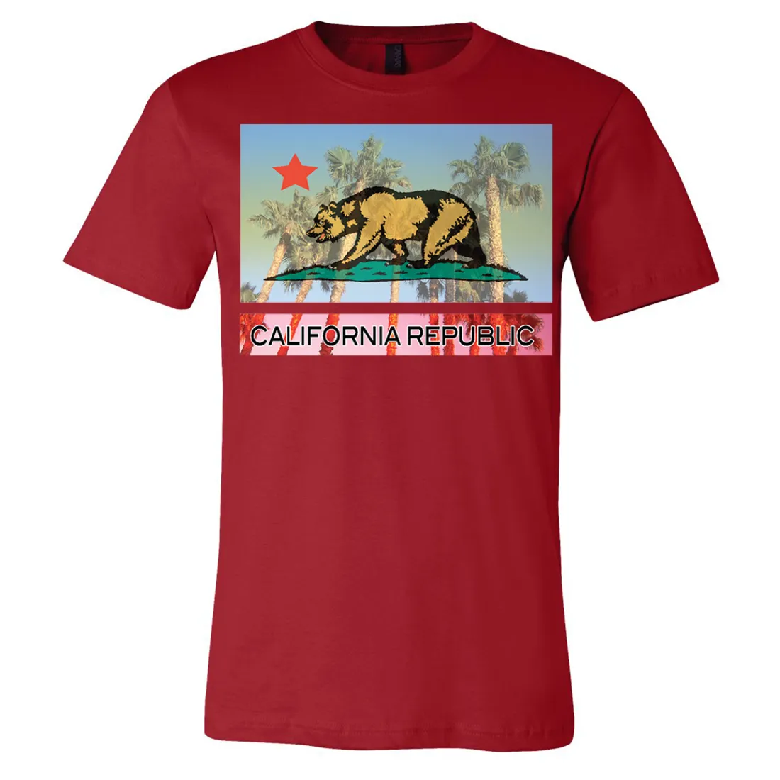 California Republic Palm Tree Bear Asst Colors Mens Lightweight Fitted T-Shirt/tee
