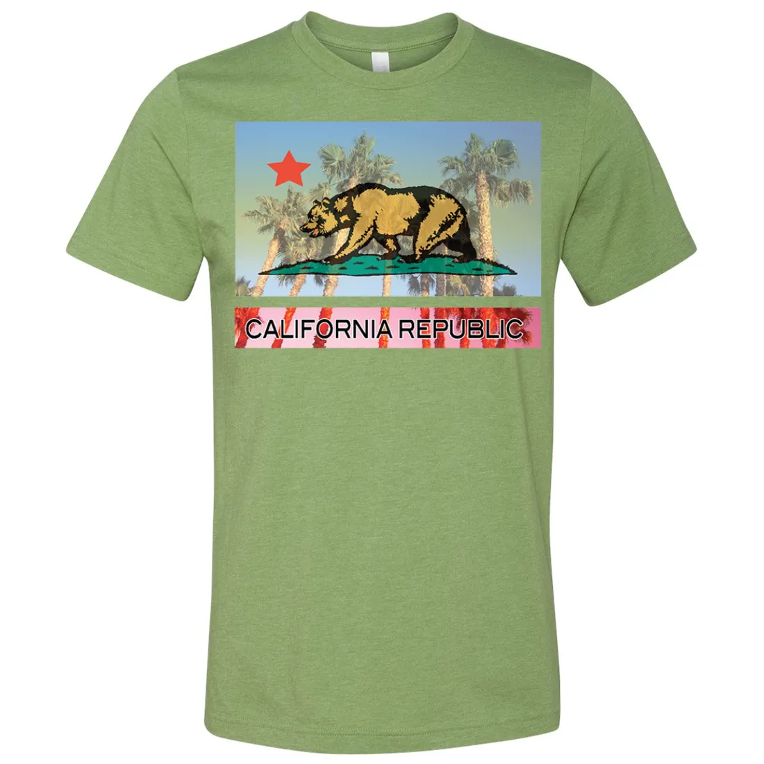 California Republic Palm Tree Bear Asst Colors Mens Lightweight Fitted T-Shirt/tee