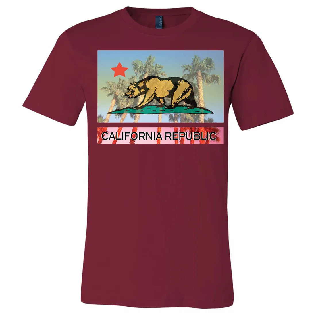 California Republic Palm Tree Bear Asst Colors Mens Lightweight Fitted T-Shirt/tee