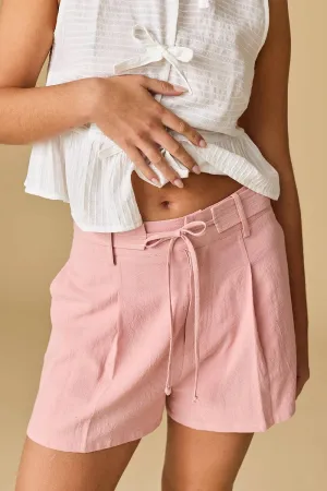 Candace Pleated Linen Shorts w/ Belt
