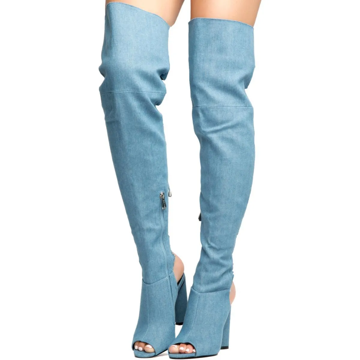 Cape Robbin Connie-40 Denim High Heel Boot Denim