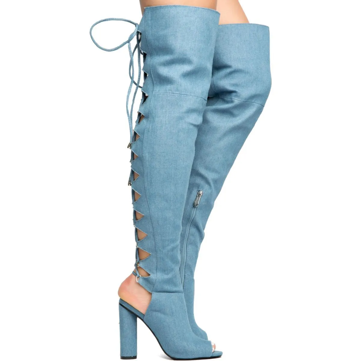 Cape Robbin Connie-40 Denim High Heel Boot Denim