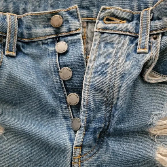 Carmar Distressed Rolled Cuff Denim Jean Shorts