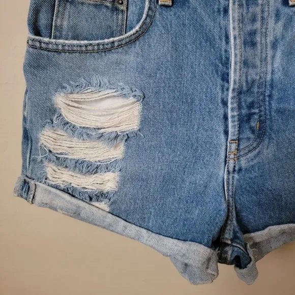 Carmar Distressed Rolled Cuff Denim Jean Shorts