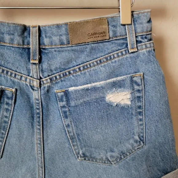 Carmar Distressed Rolled Cuff Denim Jean Shorts