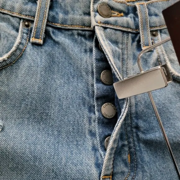 Carmar Distressed Rolled Cuff Denim Jean Shorts