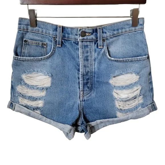 Carmar Distressed Rolled Cuff Denim Jean Shorts