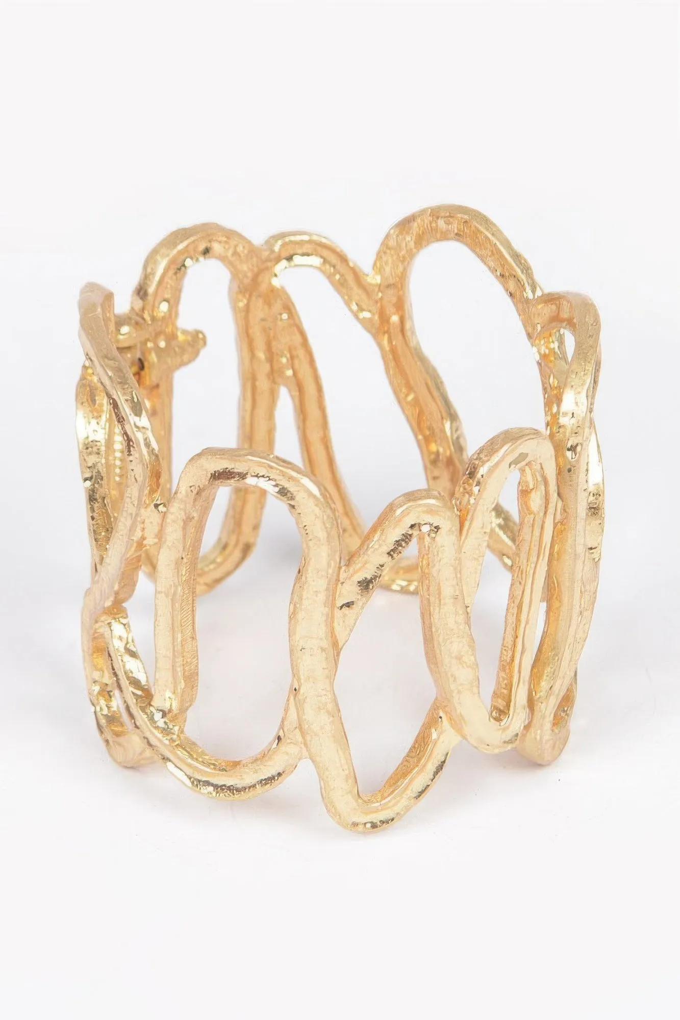 Cast Metal Spring Hinge Cuff Bracelet
