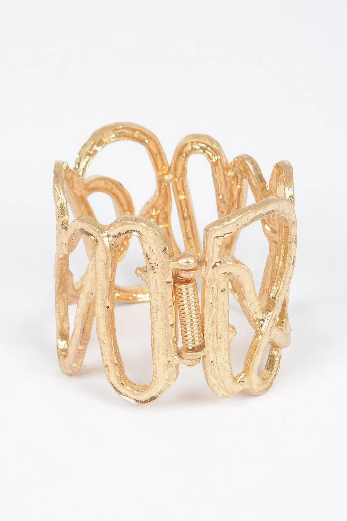 Cast Metal Spring Hinge Cuff Bracelet