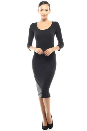 Casual Dress Dress Midi Round Neck Black