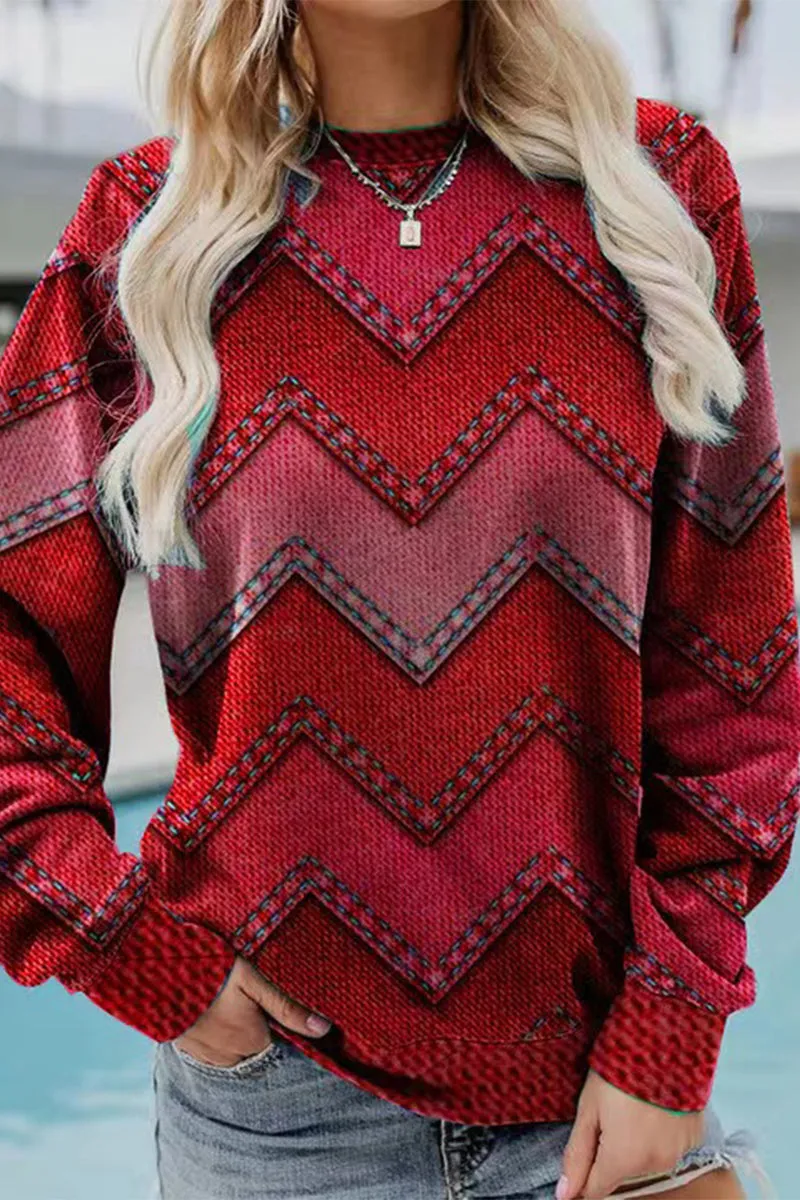 Casual Geometric Printing O Neck Sweaters(6 Colors)