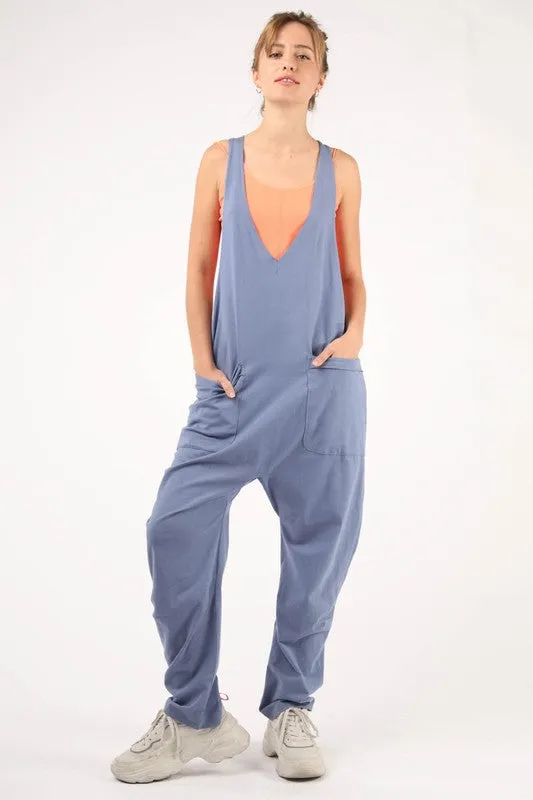 Casual Loose Fit Solid Knit Baggy Jumpsuit