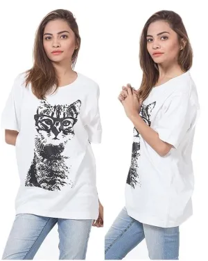 Cat Printed T-Shirt For Her