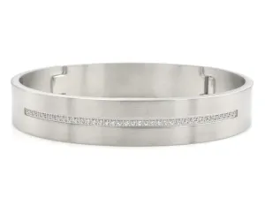 Center Row Wide Stainless Steel Bangle Bracelet