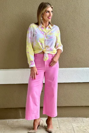 Charlie B Begonia Patch Pocket Flare Twill Pants