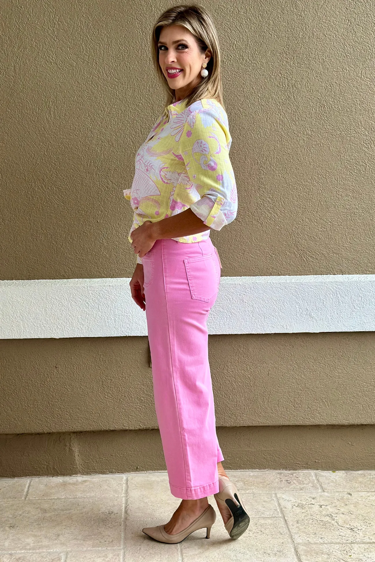 Charlie B Begonia Patch Pocket Flare Twill Pants