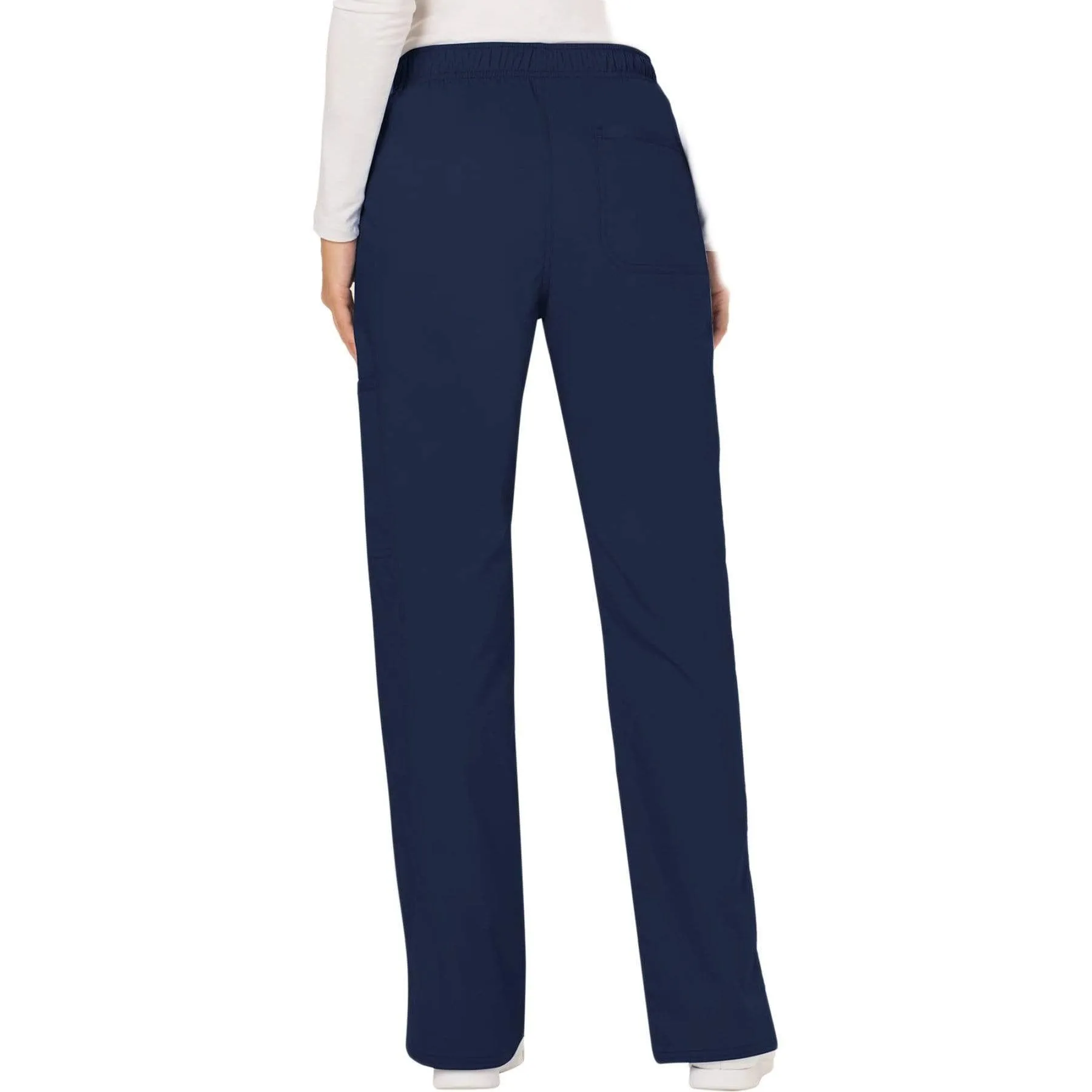 Cherokee Revolution WW120 Scrubs Pants Womens Mid Rise Flare Drawstring Navy