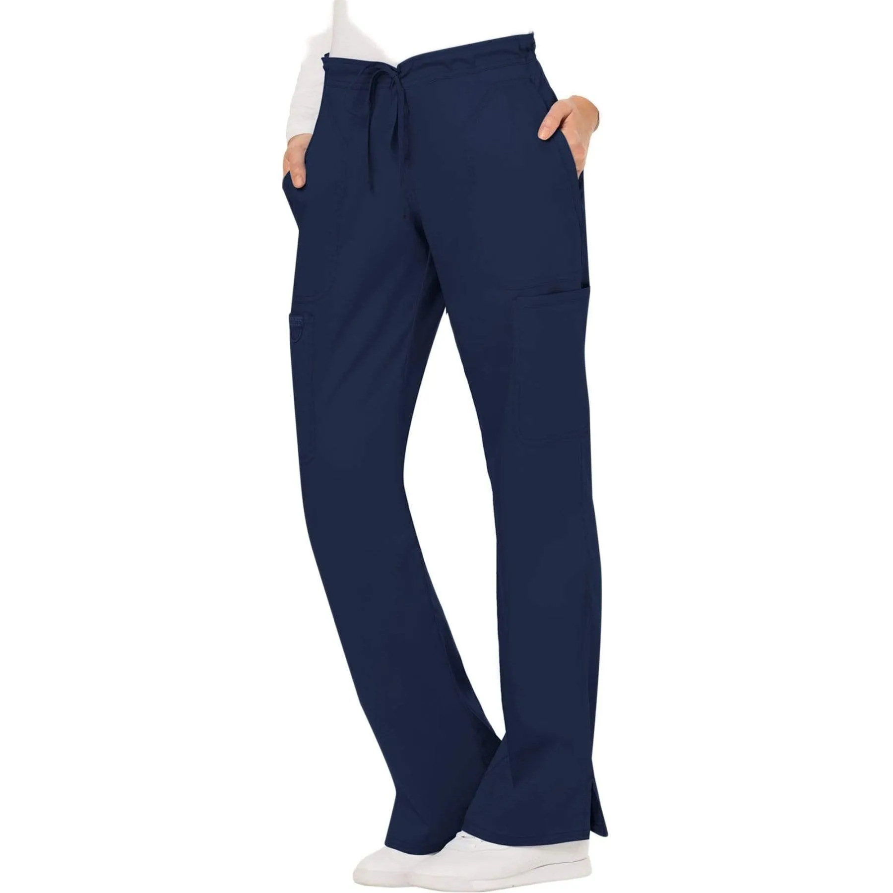 Cherokee Revolution WW120 Scrubs Pants Womens Mid Rise Flare Drawstring Navy