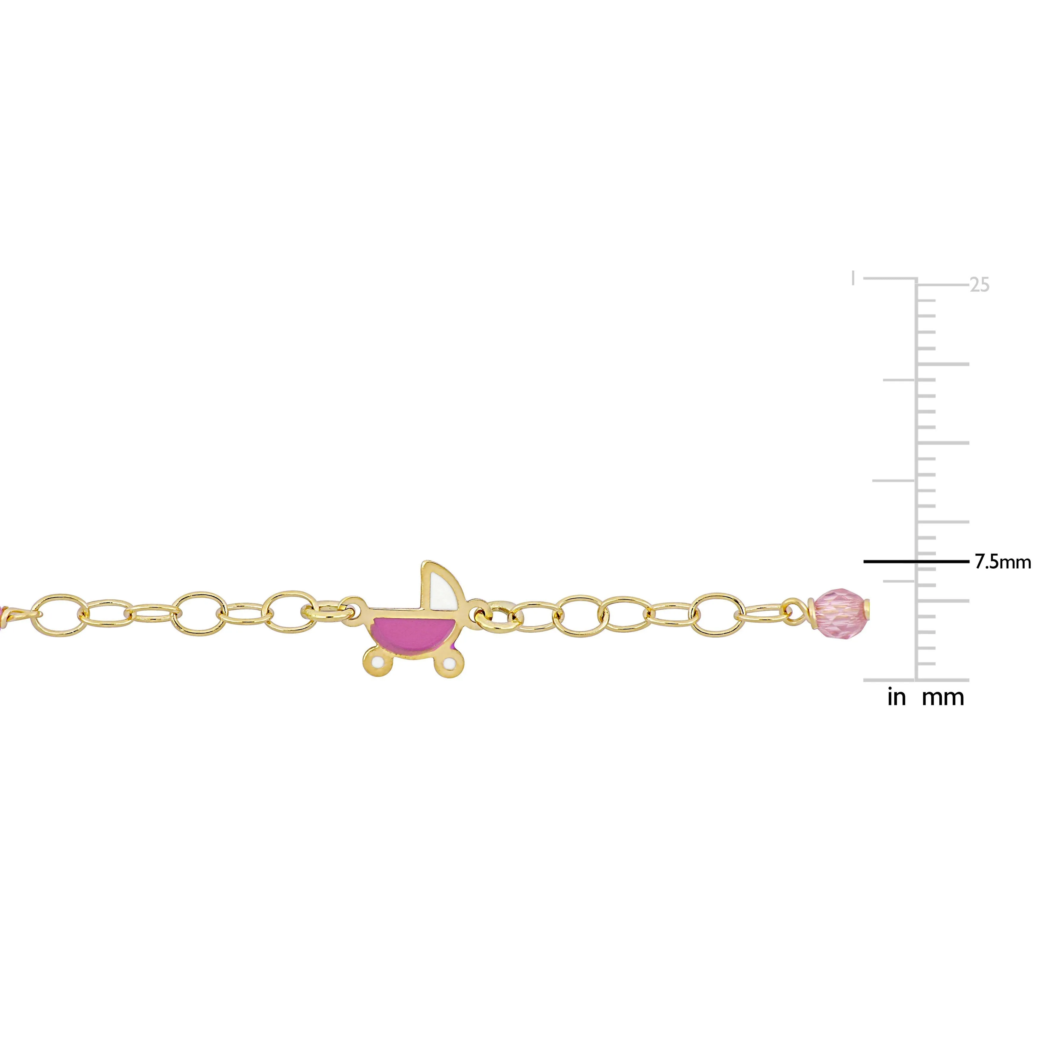 Children 18K Yellow Gold Stroller Charm Bracelet