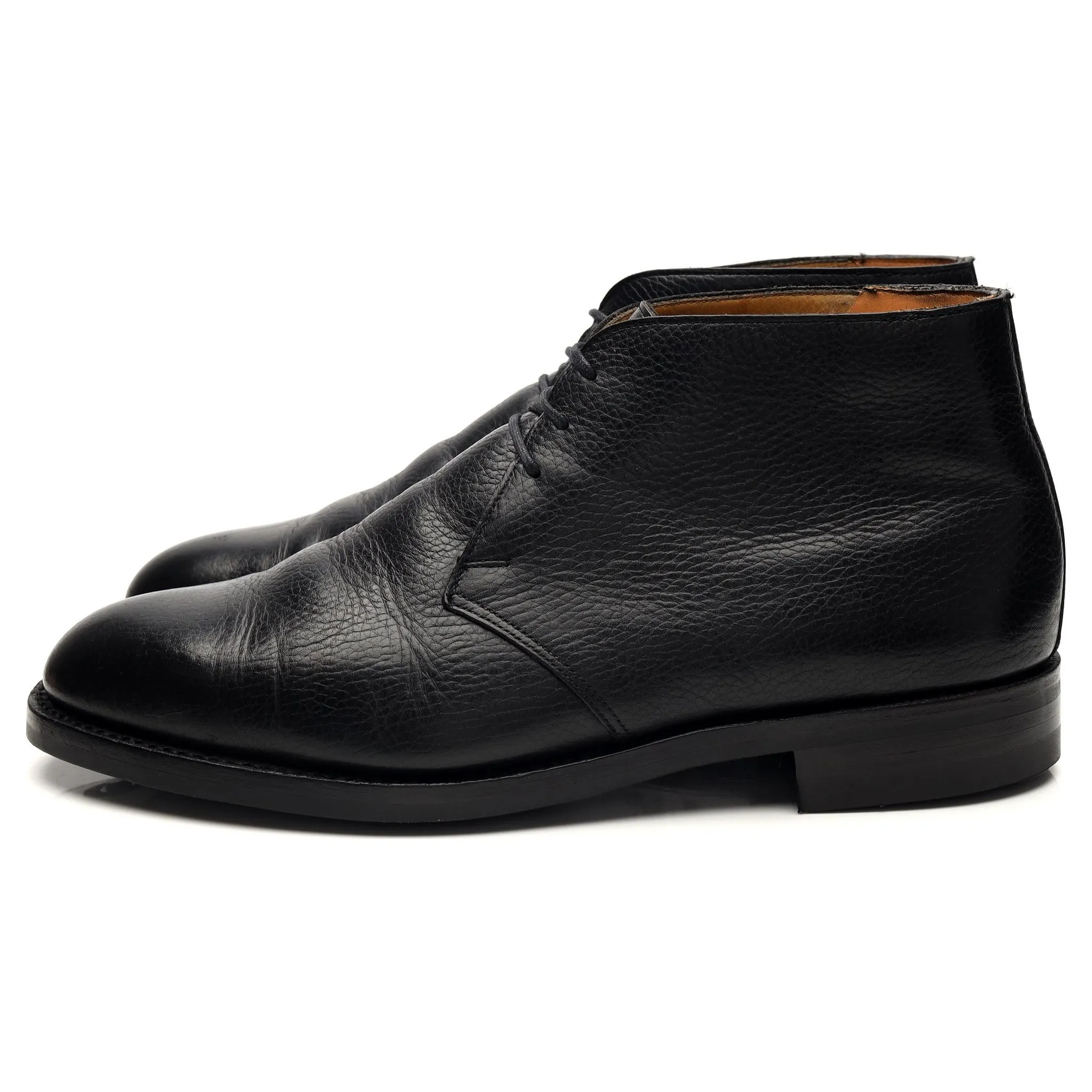 'Chiltern' Black Grain Leather Chukka Boots UK 10.5 EE