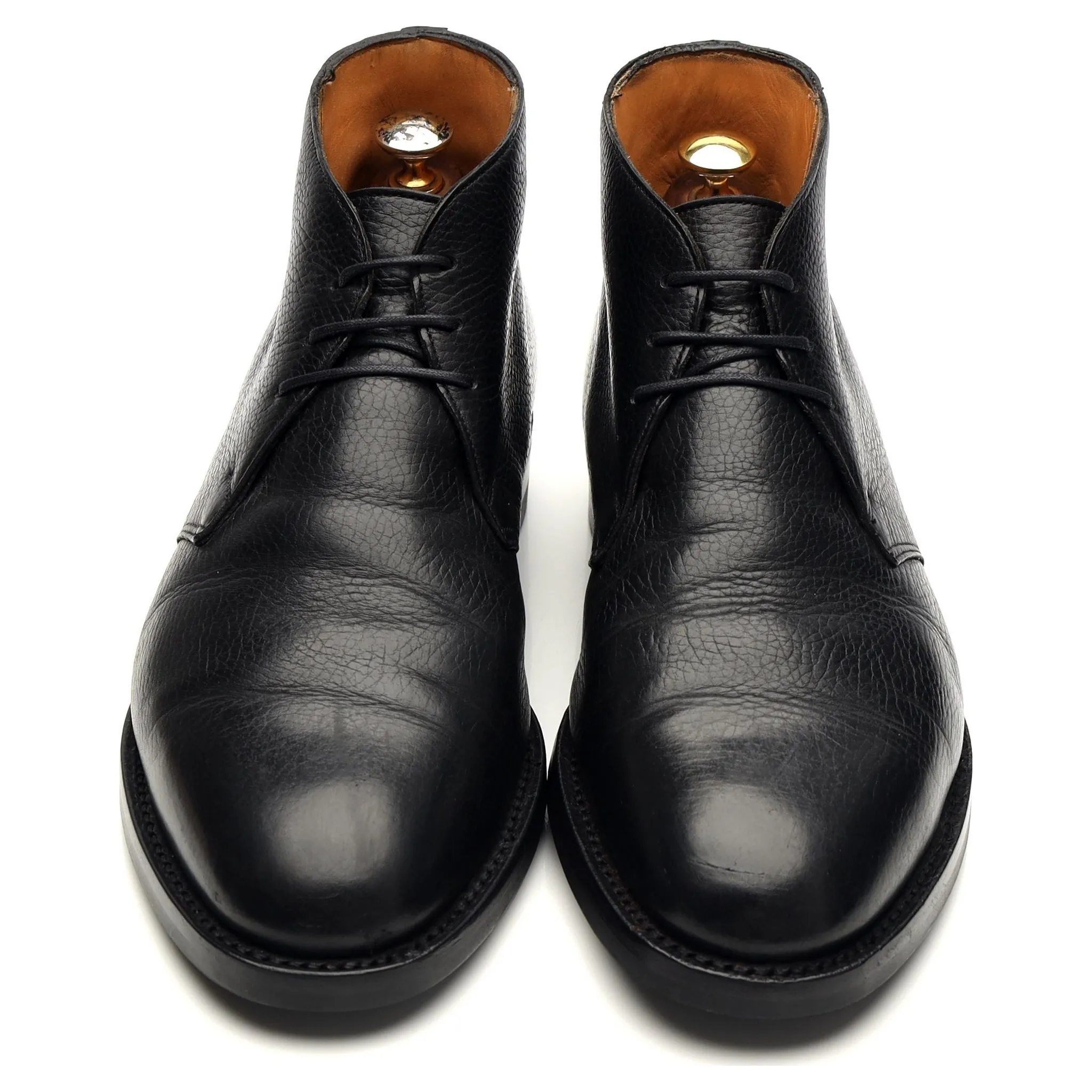 'Chiltern' Black Grain Leather Chukka Boots UK 10.5 EE