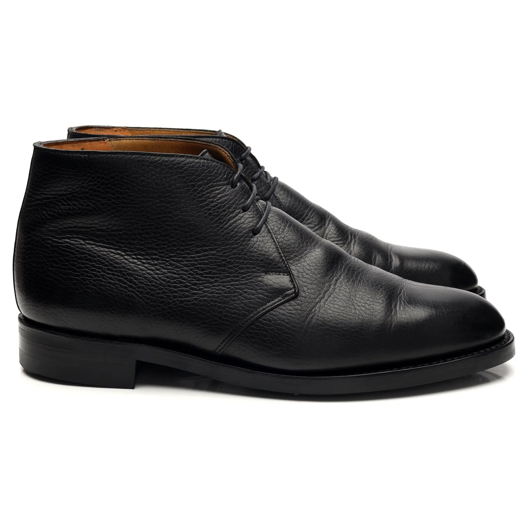 'Chiltern' Black Grain Leather Chukka Boots UK 10.5 EE
