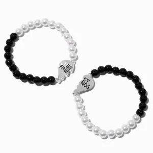 Claire's Black Best Friends Pearls Charm Bracelets
