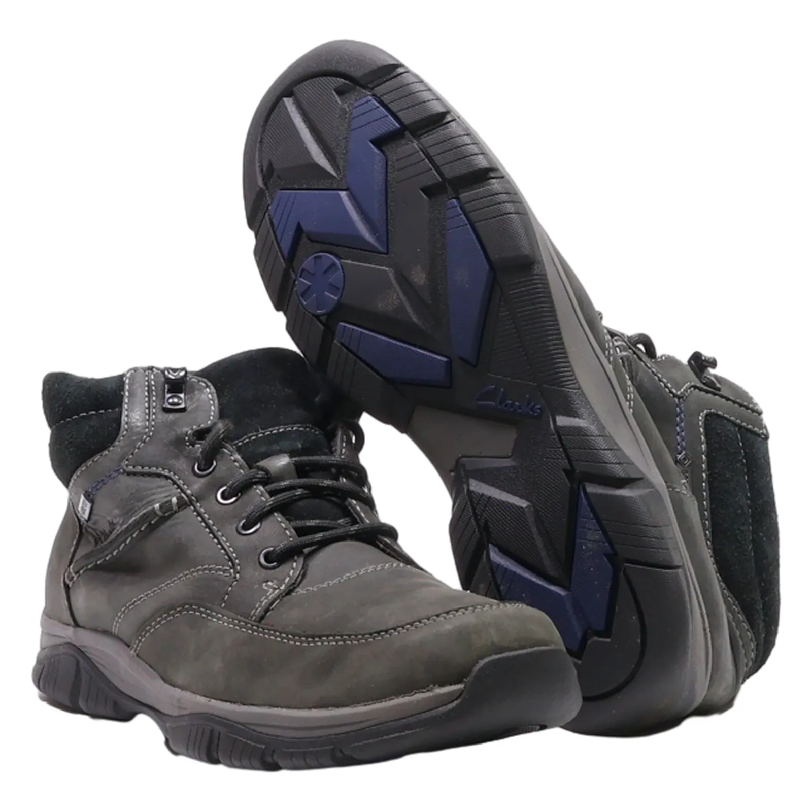 CLARKS Chukka Boots Grey Synthetic Mens UK 9