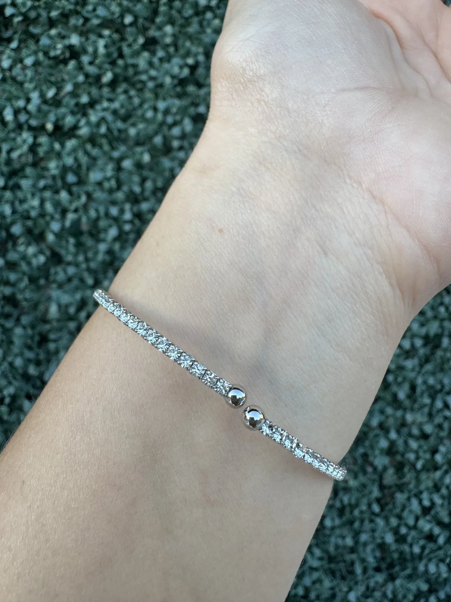 Clear CZ Bangle | White Gold