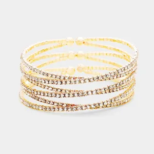 Crisscross Crystal Rhinestone Cuff Bracelet on Gold | 440217