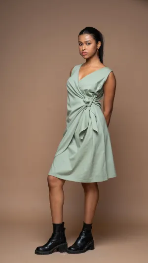 Cross & Knot Jersey Dress - Sage Green