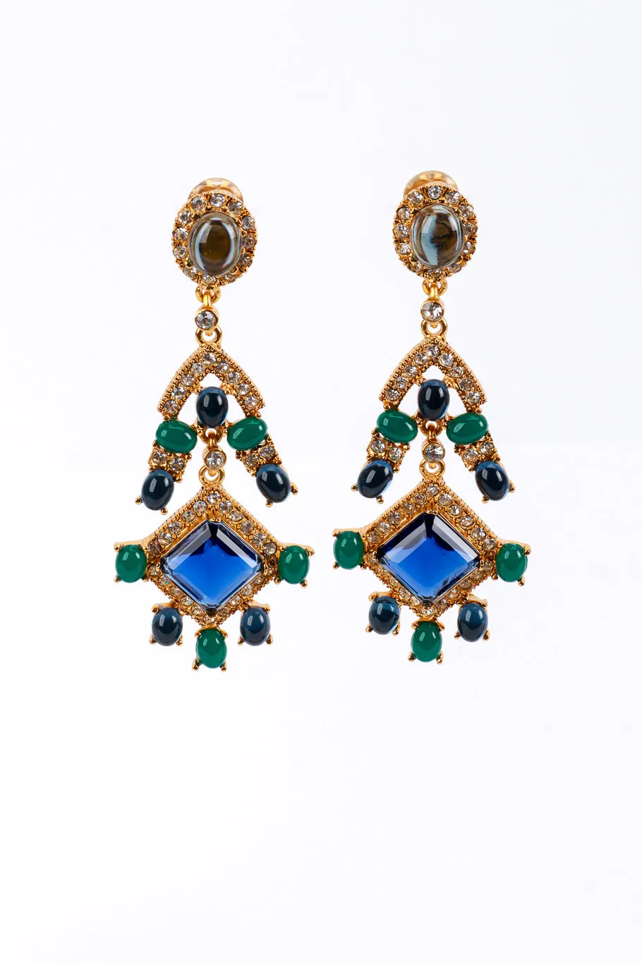 Crystal & Byzantine Cabochon Chandelier Earrings