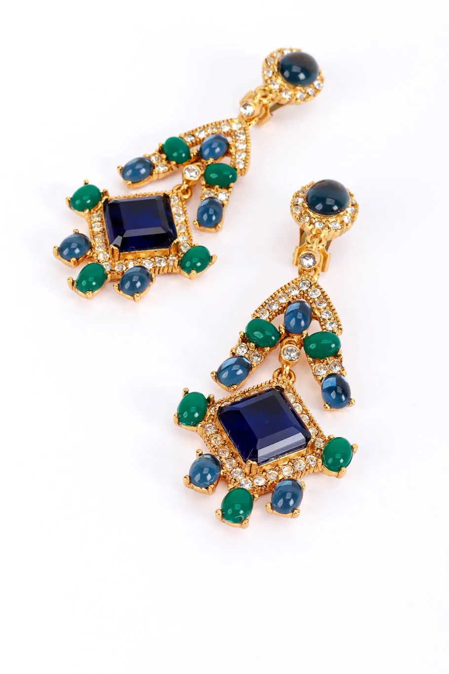 Crystal & Byzantine Cabochon Chandelier Earrings