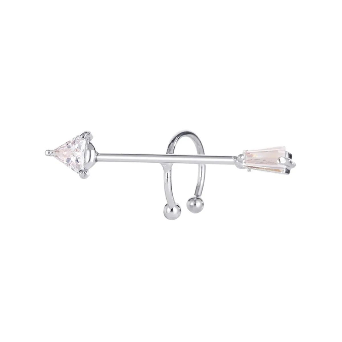 Crystal & Silver-Plated Arrow Ear Cuff
