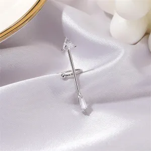 Crystal & Silver-Plated Arrow Ear Cuff