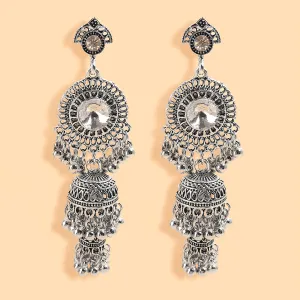Crystal & Silver-Plated Chandelier Drop Earrings
