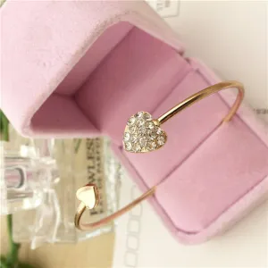 Crystal Double Heart Cuff Bracelet