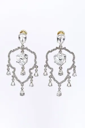 Crystal Frame Chandelier Earrings