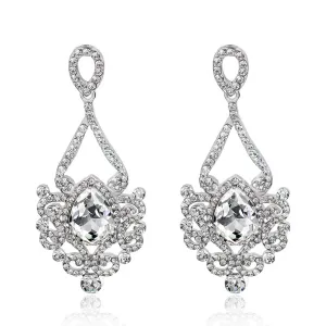 Crystal Rhinestone Chandelier Dangle Earrings Bridal 1920s Style|JaosWish