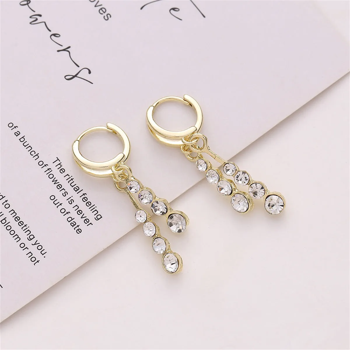 Cubic Zirconia & 18K Gold-Plated Bars Huggie Earrings
