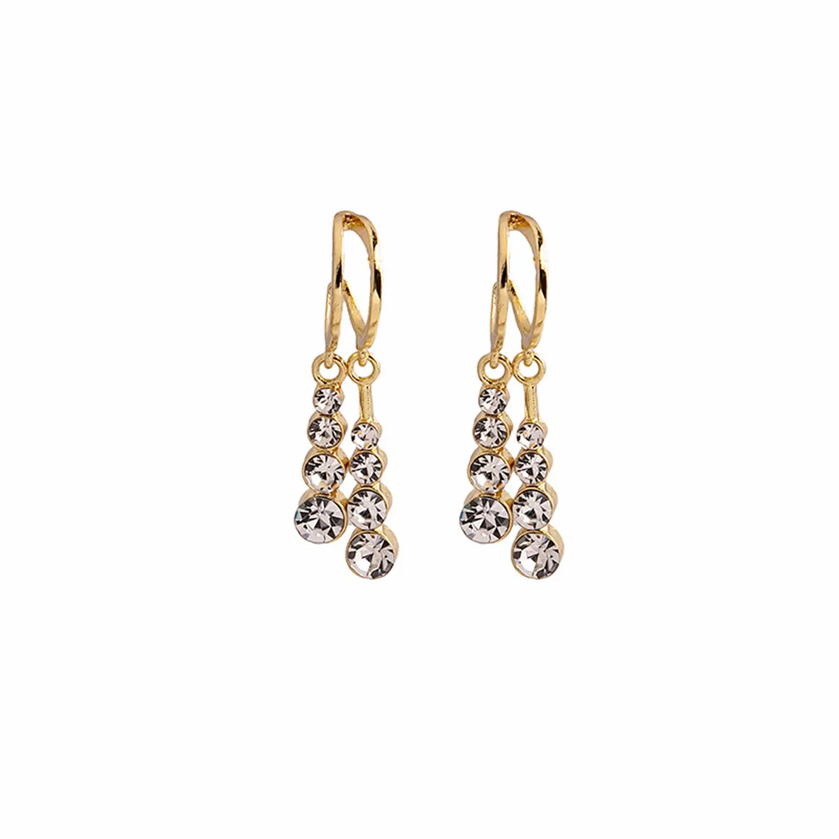 Cubic Zirconia & 18K Gold-Plated Bars Huggie Earrings
