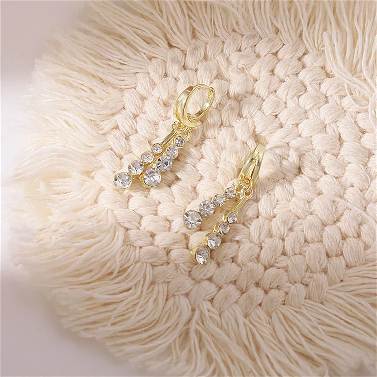 Cubic Zirconia & 18K Gold-Plated Bars Huggie Earrings