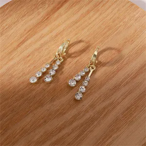 Cubic Zirconia & 18K Gold-Plated Bars Huggie Earrings