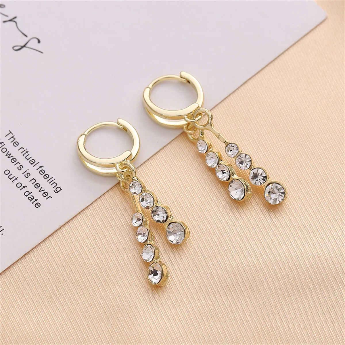 Cubic Zirconia & 18K Gold-Plated Bars Huggie Earrings