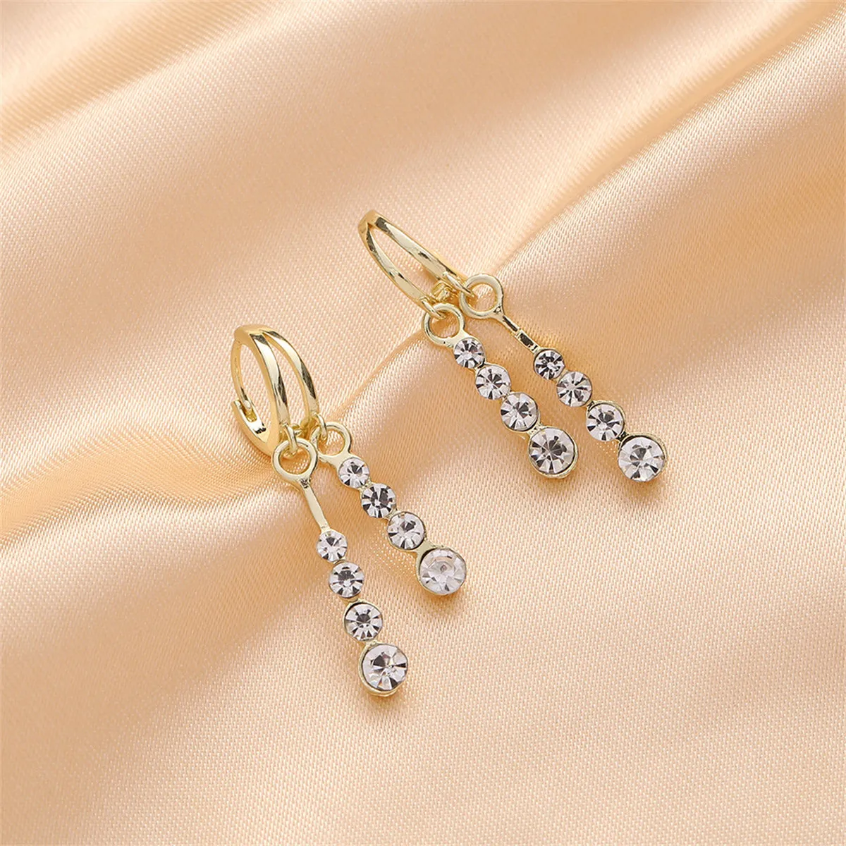 Cubic Zirconia & 18K Gold-Plated Bars Huggie Earrings