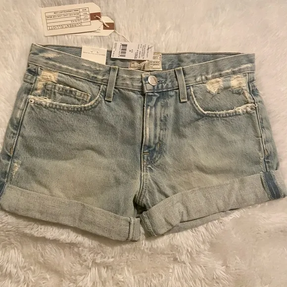 Current Elliott The Rolled Boyfriend Shorts in Alta Destroy