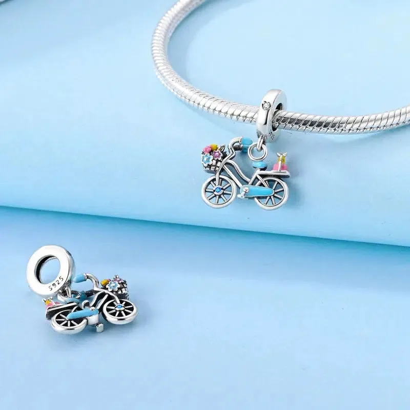 Cycolinks Blue Delight Sterling Silver Bicycle Charm
