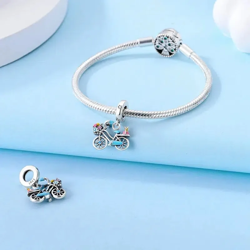 Cycolinks Blue Delight Sterling Silver Bicycle Charm