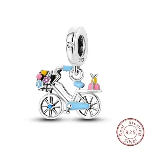 Cycolinks Blue Delight Sterling Silver Bicycle Charm