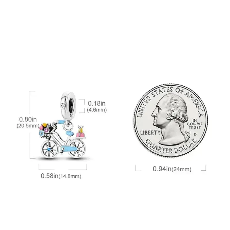 Cycolinks Blue Delight Sterling Silver Bicycle Charm